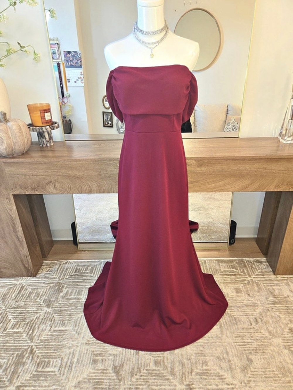 Burgundy Off-Shoulder Maxi Dress Like New